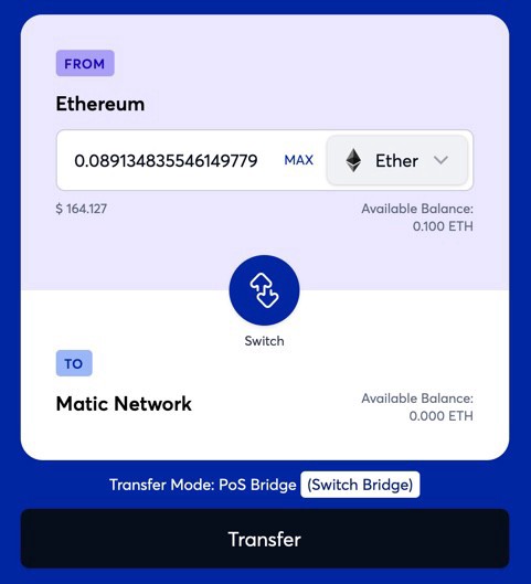 Transferring your assets from the Ethereum Mainchain to the Matic Mainnet — step 2