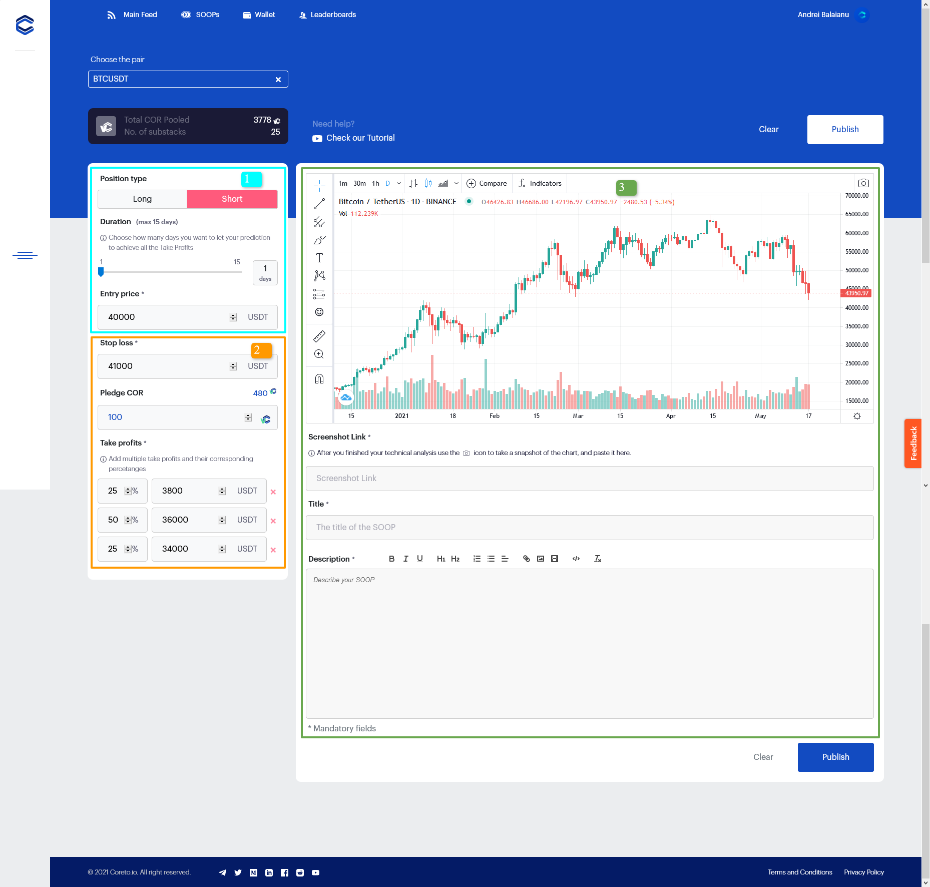 Coreto Opinion Creation Page - SOOPs