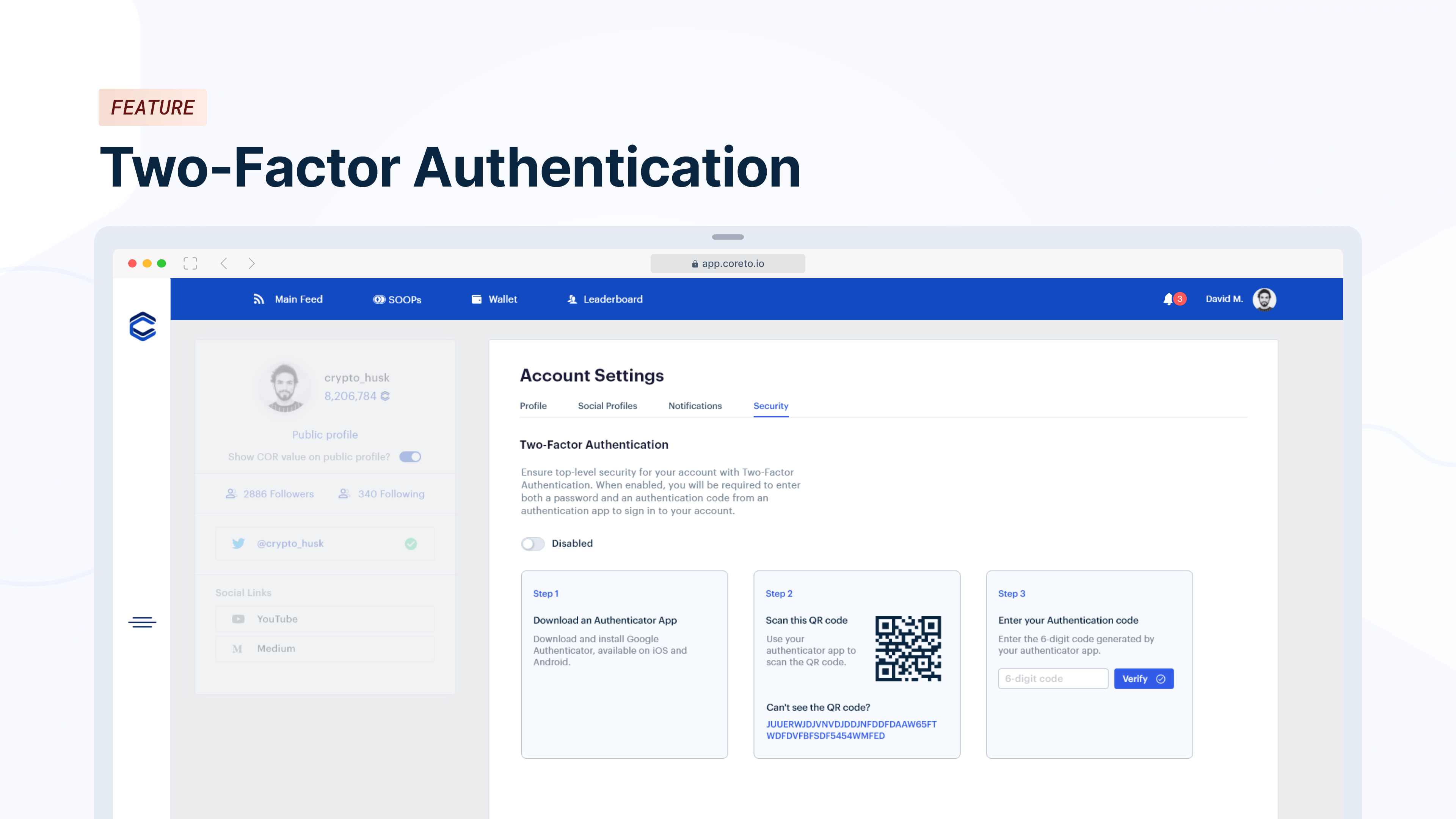 Coreto.io | Two-Factor Authentication