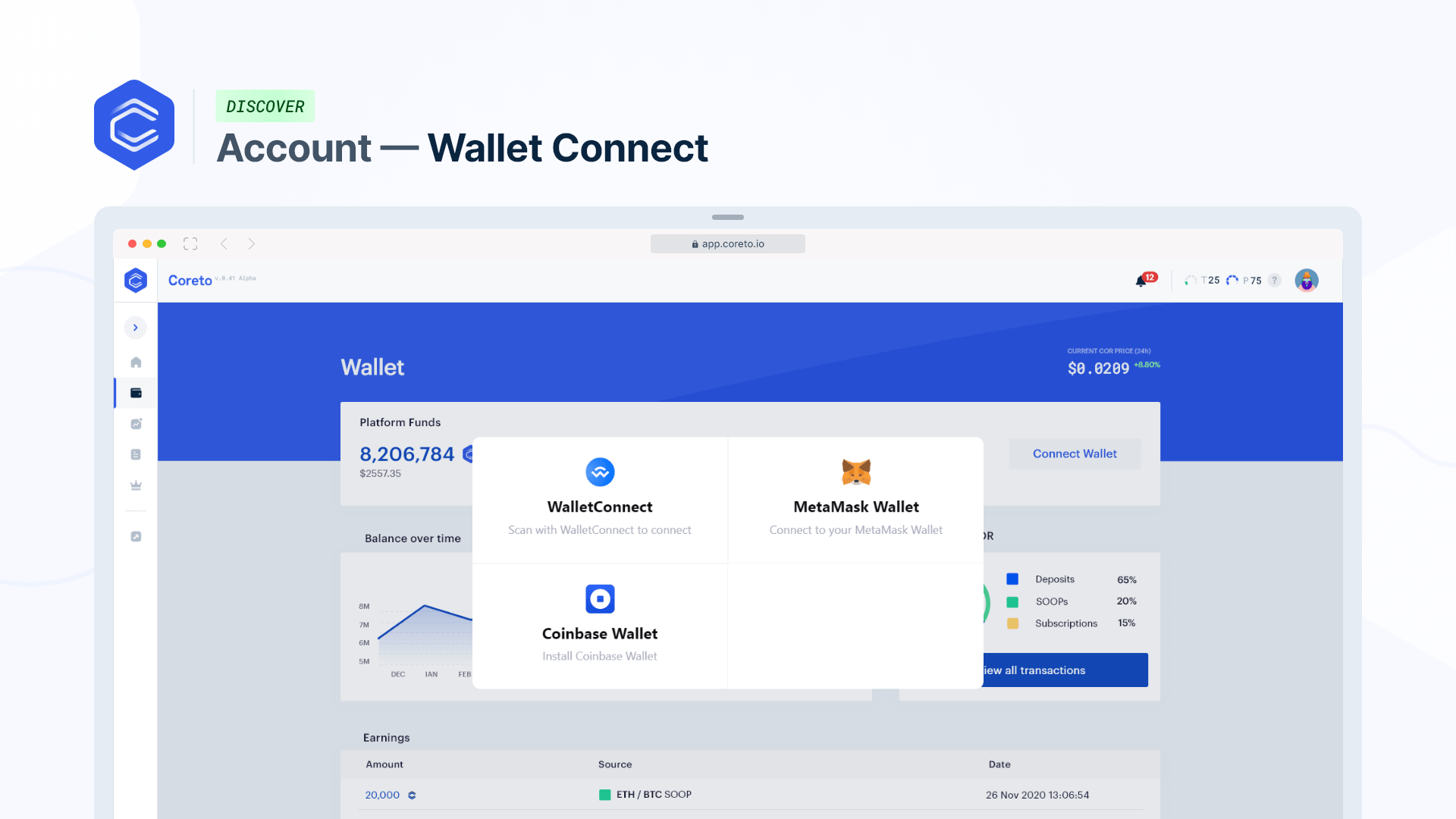 Coreto wallet connect